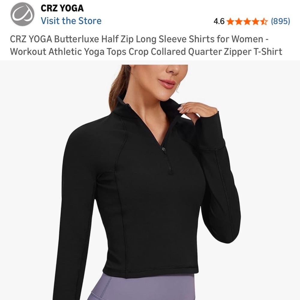 Crz yoga Black Half-Zip Athletic Pullover - Picture 3 of 4